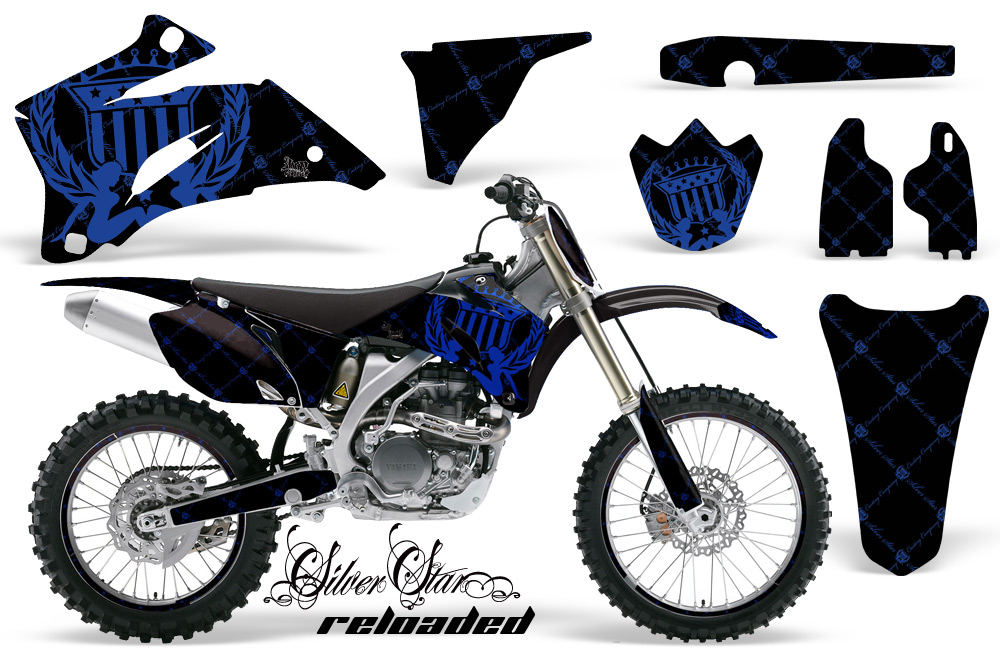 Yamaha YZ 250F 450F 02-09 Graphics Kit Reloaded Blue BLACKBG NPs